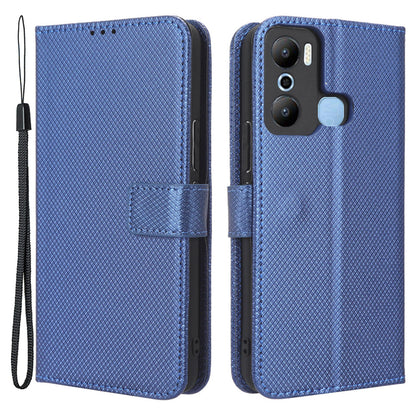For Infinix Hot 20 Play 4G Diamond Texture PU Leather Wallet Cover Stand Smartphone Case