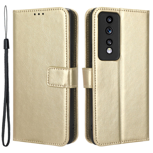 For Honor 80 GT 5G Crazy Horse Texture Wallet Stand Case Scratch Proof PU Leather Phone Cover with Strap