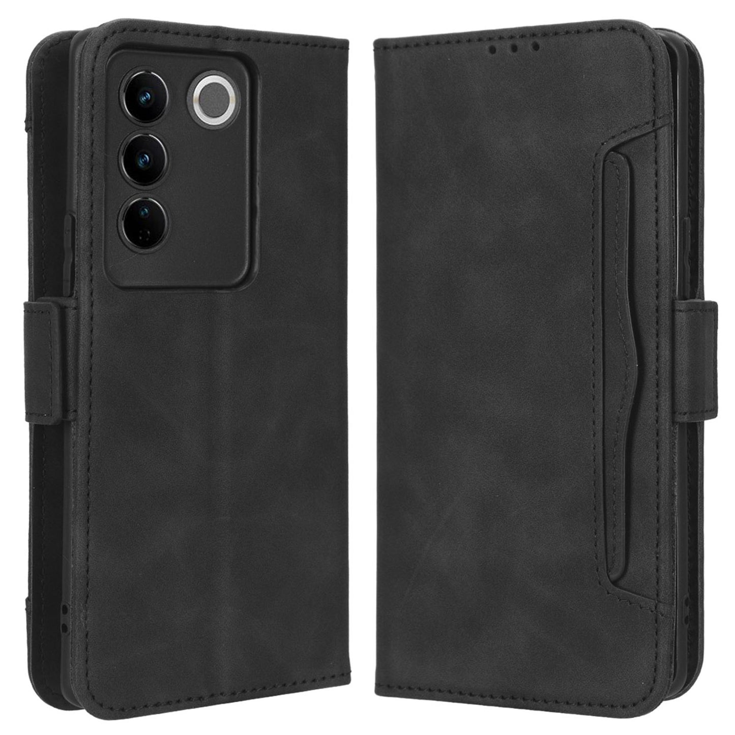 For vivo S16 / S16 Pro / V27 / V27 Pro PU Leather Phone Cover Multiple Card Slots Stand Wallet Shock-absorbing Phone Case