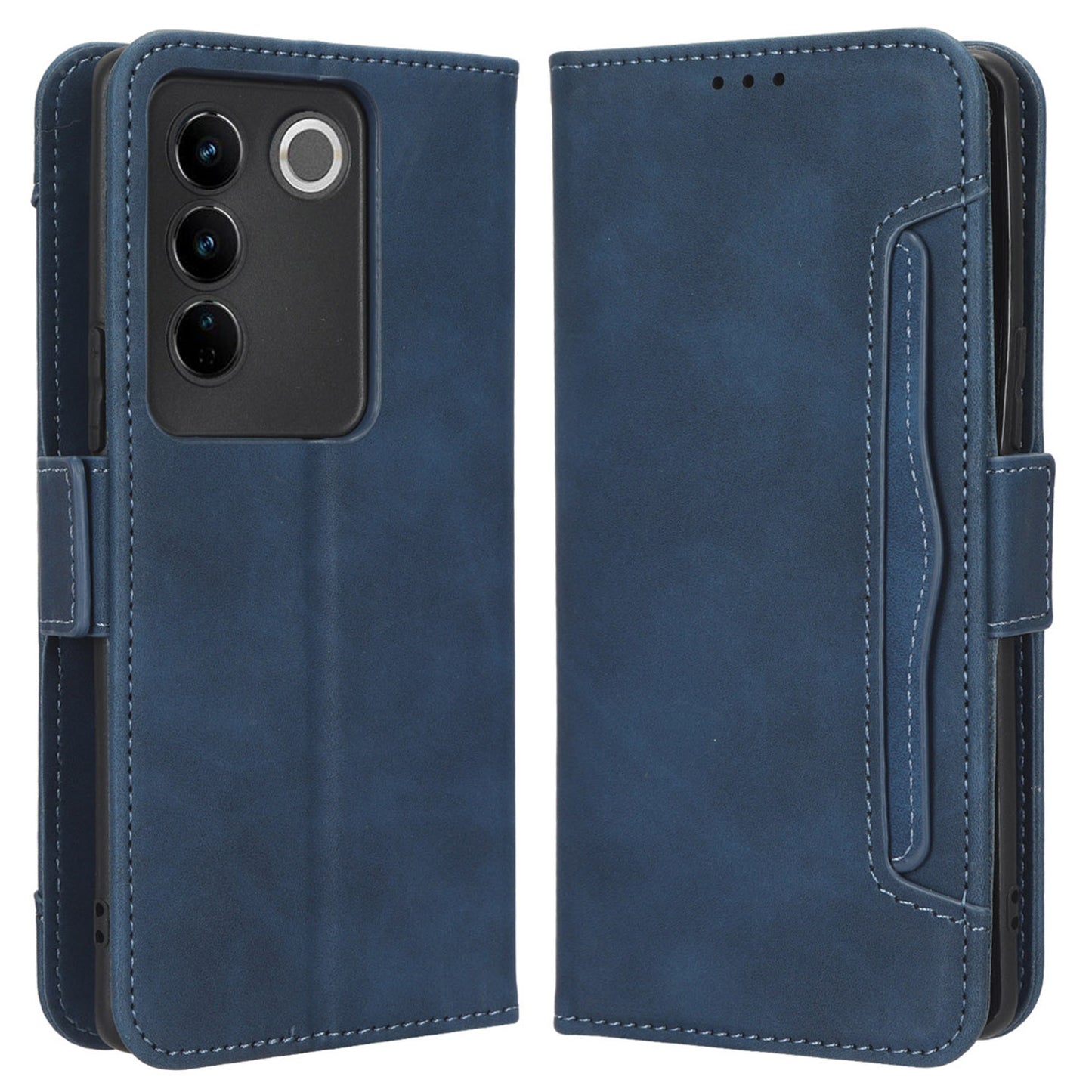 For vivo S16 / S16 Pro / V27 / V27 Pro PU Leather Phone Cover Multiple Card Slots Stand Wallet Shock-absorbing Phone Case