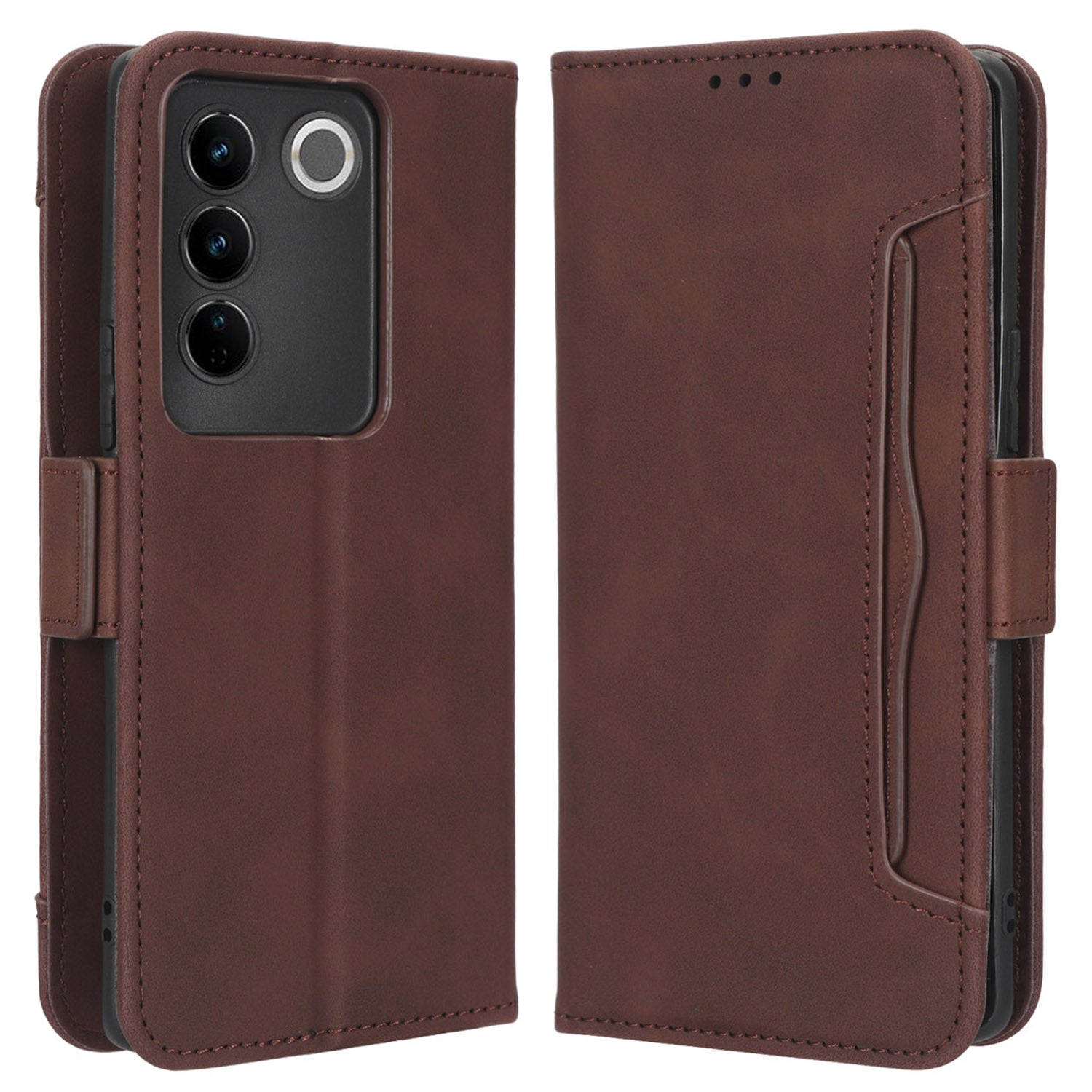 For vivo S16 / S16 Pro / V27 / V27 Pro PU Leather Phone Cover Multiple Card Slots Stand Wallet Shock-absorbing Phone Case