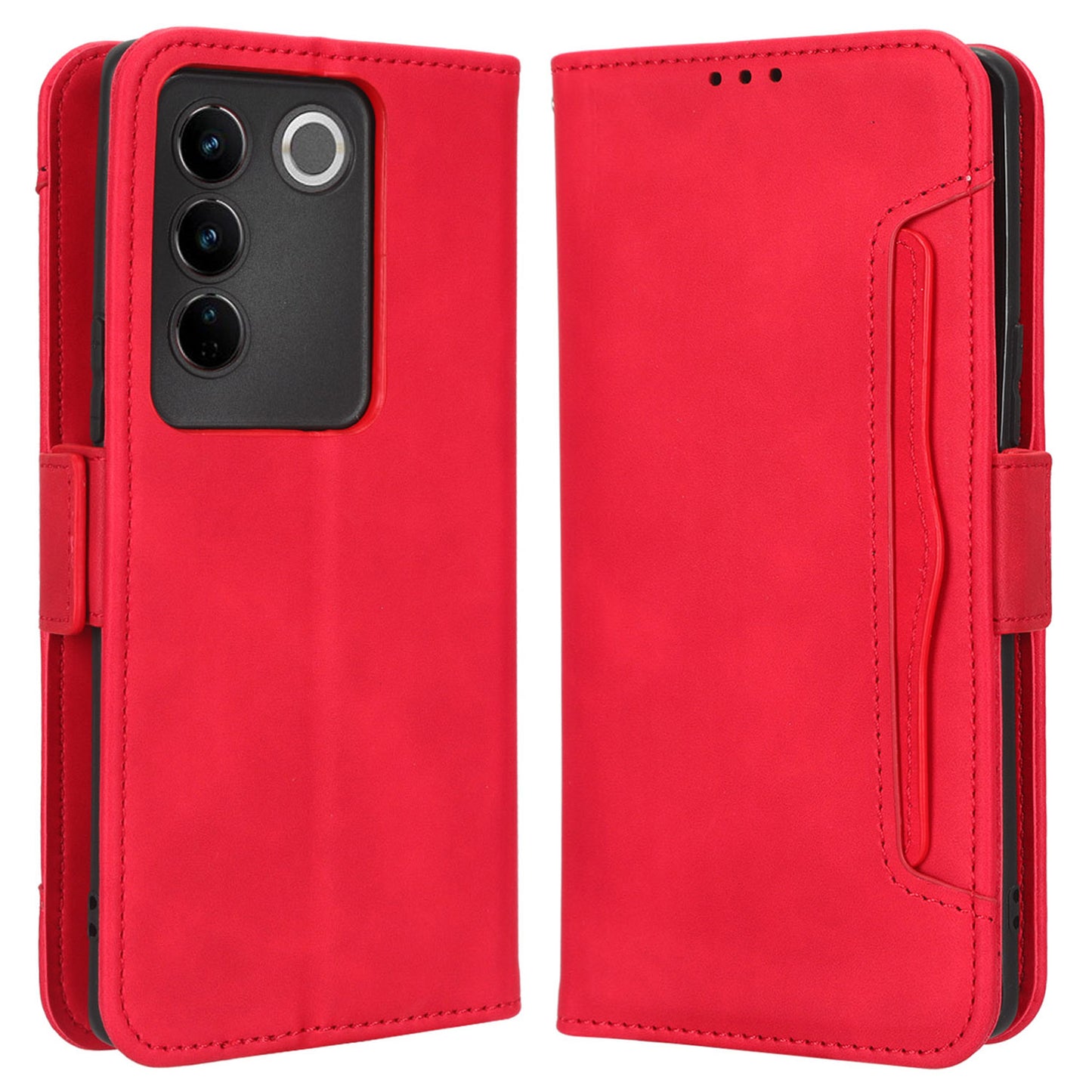 For vivo S16 / S16 Pro / V27 / V27 Pro PU Leather Phone Cover Multiple Card Slots Stand Wallet Shock-absorbing Phone Case