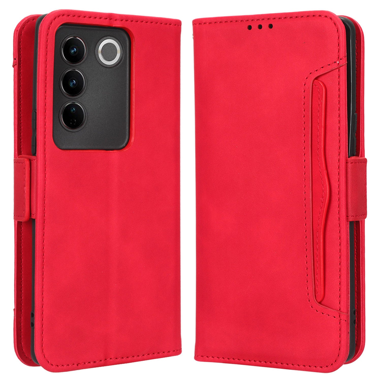For vivo S16 / S16 Pro / V27 / V27 Pro PU Leather Phone Cover Multiple Card Slots Stand Wallet Shock-absorbing Phone Case