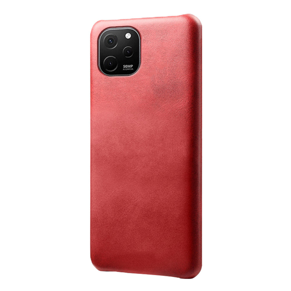 For Huawei nova Y61 4G Calf Textured Cell Phone Cover Anti-scratch PU Leather Coated PC Mobile Phone Case