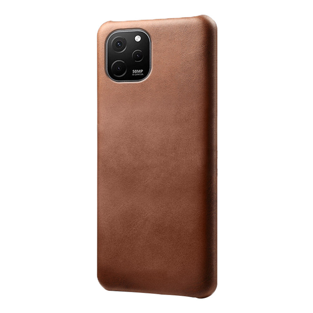 For Huawei nova Y61 4G Calf Textured Cell Phone Cover Anti-scratch PU Leather Coated PC Mobile Phone Case