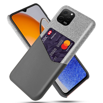 For Huawei nova Y61 4G Card Slot Phone Shell Cloth Texture Phone Case PU Leather Coated Hard PC Phone Cover