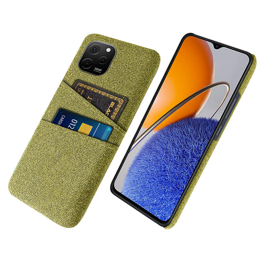 For Huawei nova Y61 4G Anti-Dust Cloth Texture Phone Back Cover Cellphone Protective Case with 2 Card Slots