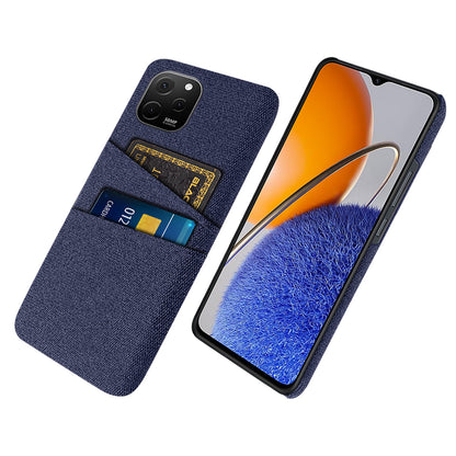 For Huawei nova Y61 4G Anti-Dust Cloth Texture Phone Back Cover Cellphone Protective Case with 2 Card Slots