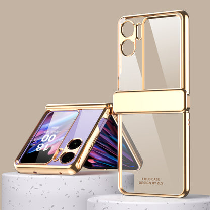 For Oppo Find N2 Flip 5G Hard PC Phone Case Magnetic Hinge Protective Cover with Small Screen Protector