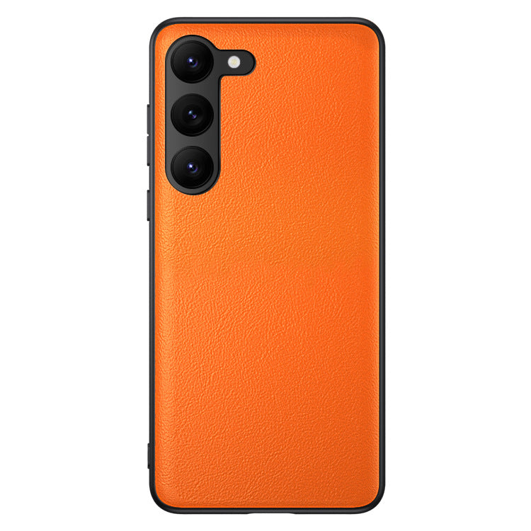 For Samsung Galaxy S23 Anti-Fingerprint Phone Case Slim-Fit PU Leather+TPU+PC Hybrid Anti-slip Phone Cover