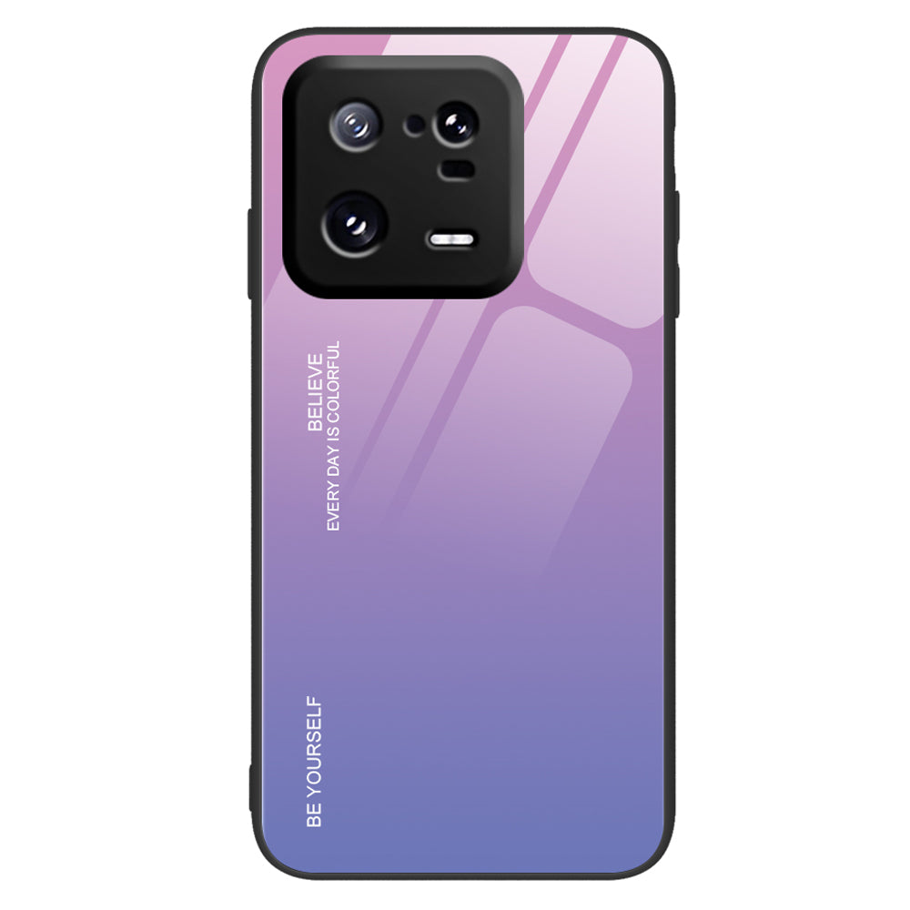 For Xiaomi 13 5G Gradient Color Tempered Glass Phone Case PC + TPU Fall Prevention Protective Cover