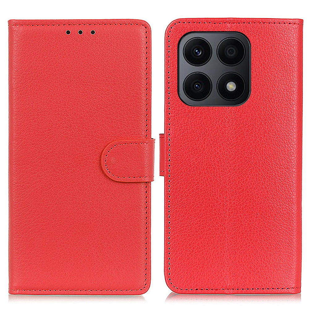 For Honor X8a 4G Classic Litchi Texture Leather Flip Phone Case Stand Wallet Function Cell Phone Cover