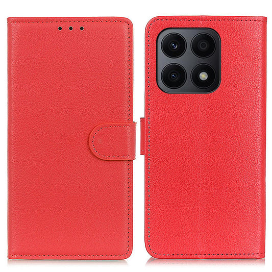 For Honor X8a 4G Classic Litchi Texture Leather Flip Phone Case Stand Wallet Function Cell Phone Cover