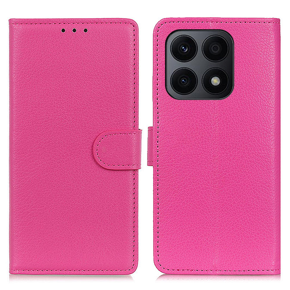 For Honor X8a 4G Classic Litchi Texture Leather Flip Phone Case Stand Wallet Function Cell Phone Cover