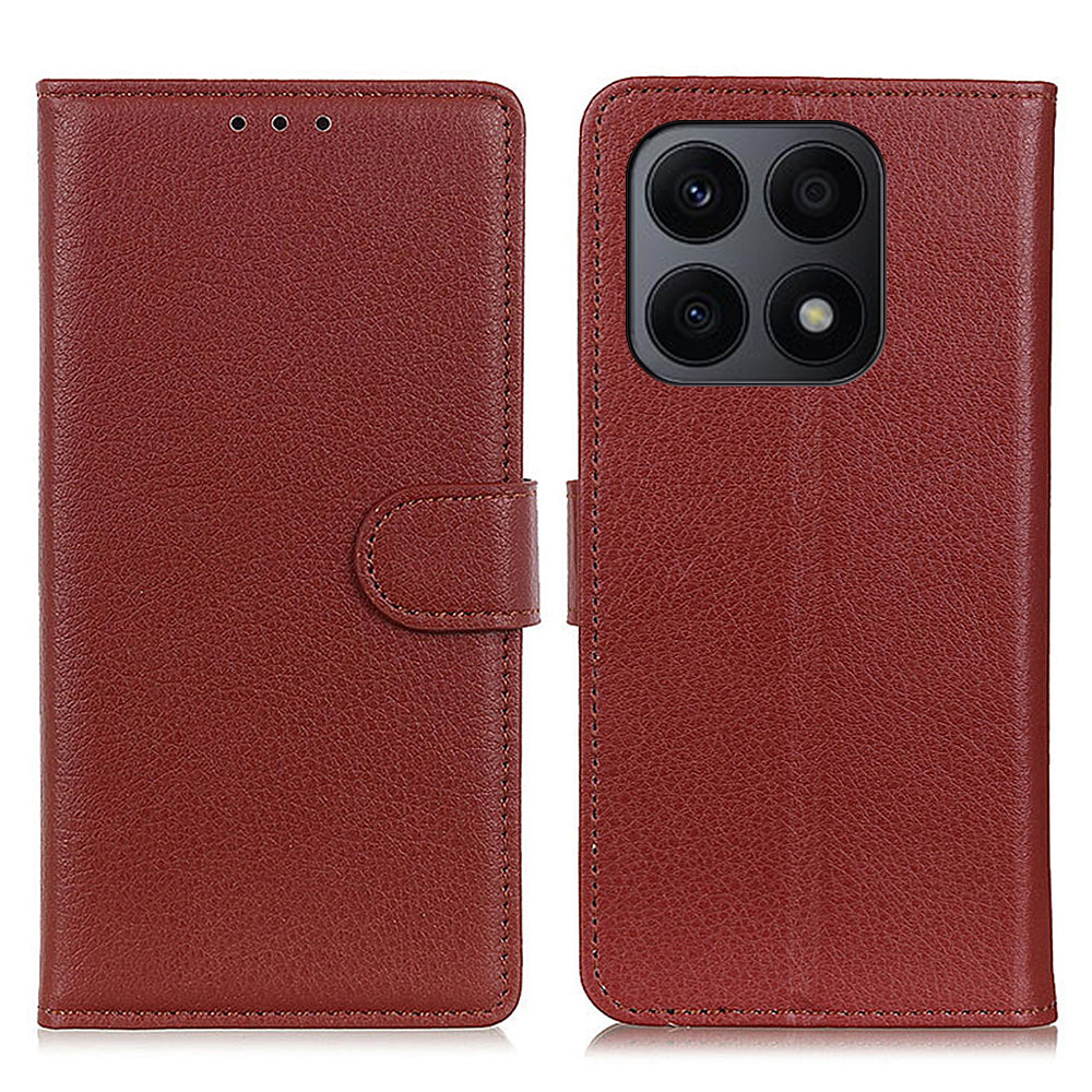 For Honor X8a 4G Classic Litchi Texture Leather Flip Phone Case Stand Wallet Function Cell Phone Cover