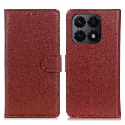 For Honor X8a 4G Classic Litchi Texture Leather Flip Phone Case Stand Wallet Function Cell Phone Cover