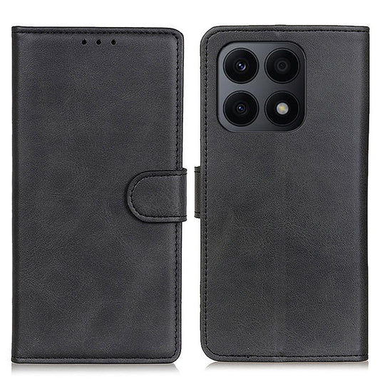 For Honor X8a 4G Cowhide Texture Leather Phone Shell Cover Supporting Stand Wallet Phone Case