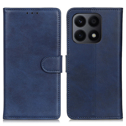 For Honor X8a 4G Cowhide Texture Leather Phone Shell Cover Supporting Stand Wallet Phone Case