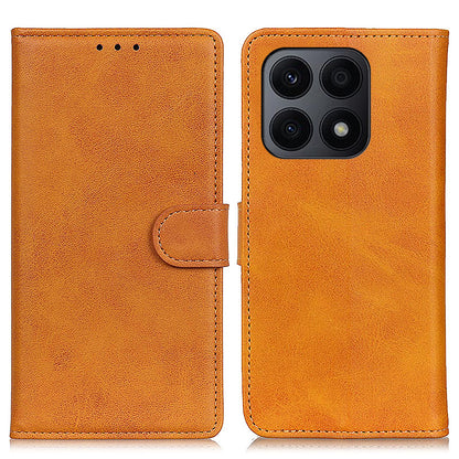 For Honor X8a 4G Cowhide Texture Leather Phone Shell Cover Supporting Stand Wallet Phone Case