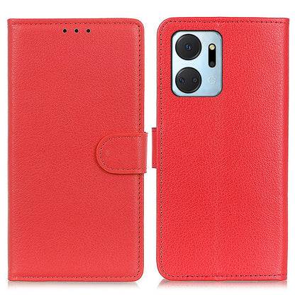 For Honor X7a 5G Drop Protection Phone Case Litchi Texture PU Leather Stand Wallet Anti-scratch Protective Phone Cover