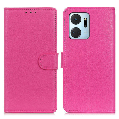 For Honor X7a 5G Drop Protection Phone Case Litchi Texture PU Leather Stand Wallet Anti-scratch Protective Phone Cover