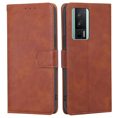 For Xiaomi Poco F5 Pro 5G / Redmi K60 Pro 5G / K60 5G Cowhide Texture PU Leather Stand Wallet Phone Case RFID Blocking Shockproof Cover