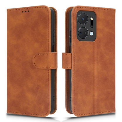 For Honor X7a 5G PU Leather Mobile Phone Case Skin-touch Stand Wallet Anti-drop Flip Phone Cover