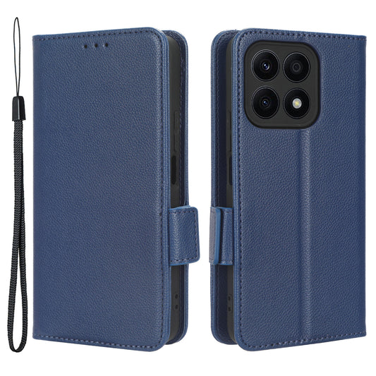 For Honor X8a 4G PU Leather Phone Case Flip Folio Stand Litchi TextureShockproof Cover with Wallet