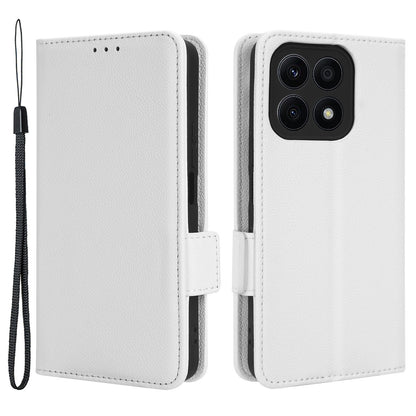 For Honor X8a 4G PU Leather Phone Case Flip Folio Stand Litchi TextureShockproof Cover with Wallet