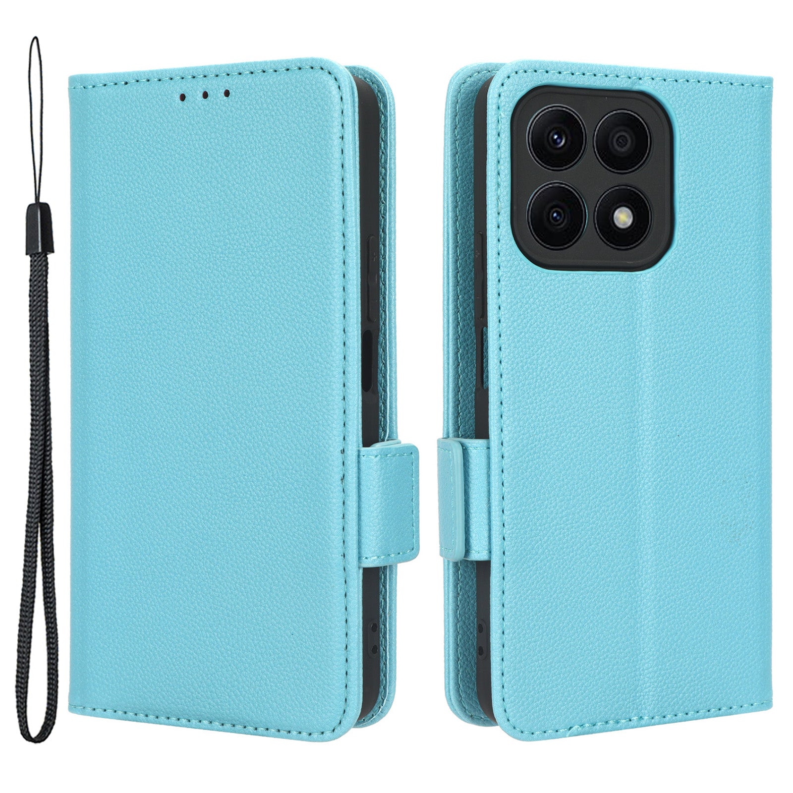 For Honor X8a 4G PU Leather Phone Case Flip Folio Stand Litchi TextureShockproof Cover with Wallet