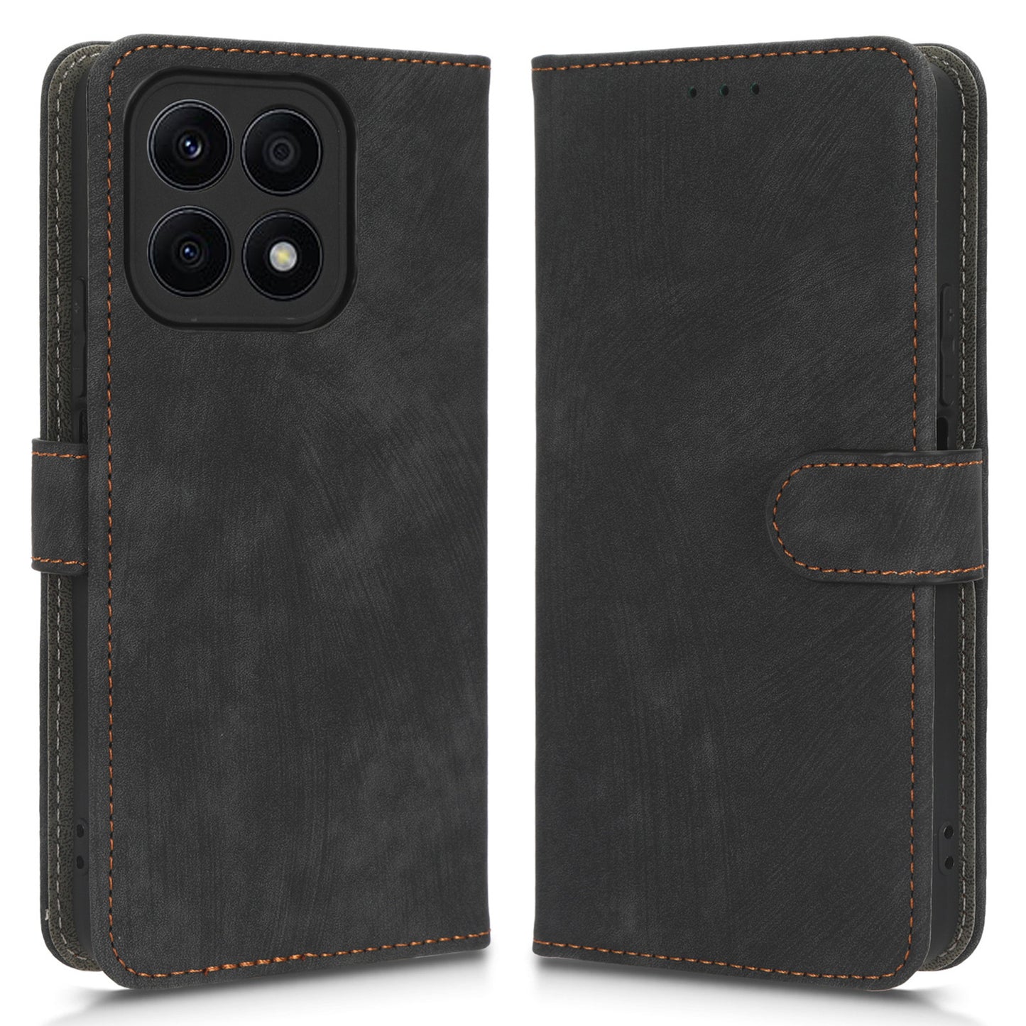For Honor X8a 4G PU Leather Anti-drop Phone Case Wallet Flip Stand Anti-scratch Phone Cover with RFID Blocking Protection