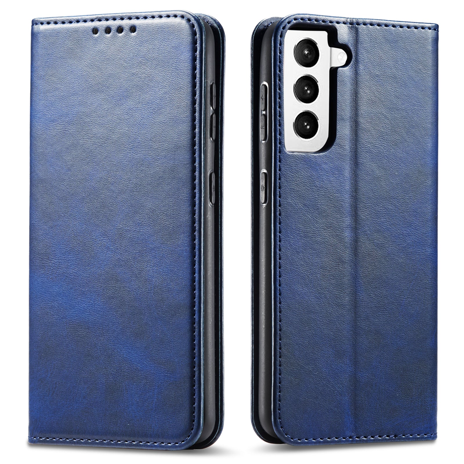 For Samsung Galaxy S21+ 5G Anti-drop Phone Case Stand Calf Texture Flip Phone Cover Card Holder