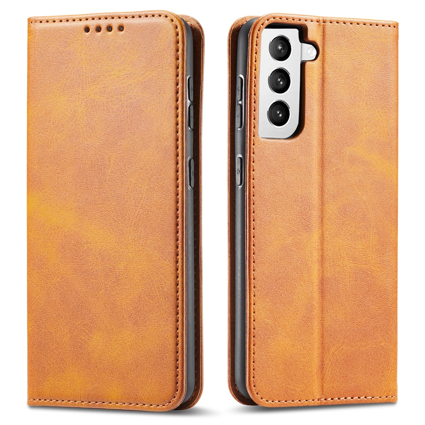 For Samsung Galaxy S21+ 5G Anti-drop Phone Case Stand Calf Texture Flip Phone Cover Card Holder
