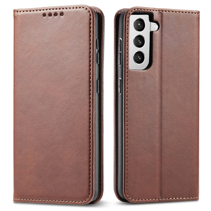 For Samsung Galaxy S21+ 5G Anti-drop Phone Case Stand Calf Texture Flip Phone Cover Card Holder