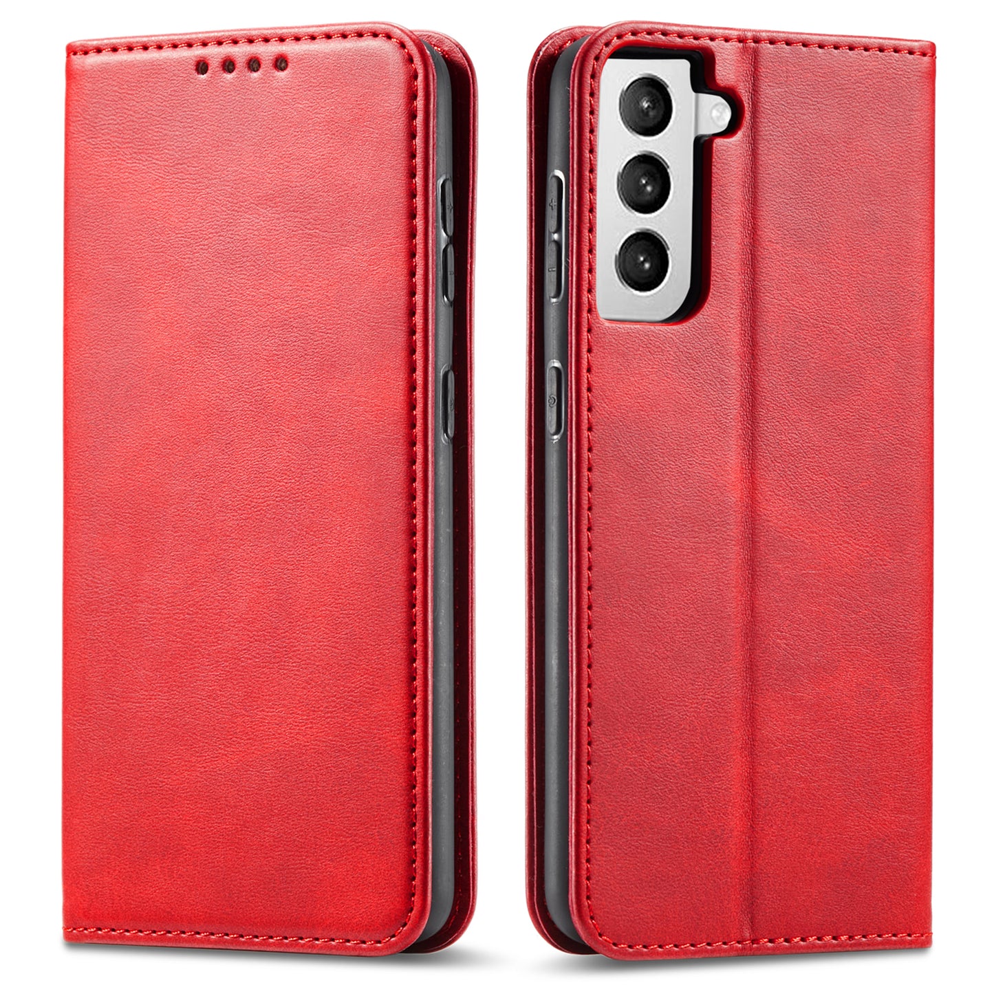 For Samsung Galaxy S21+ 5G Anti-drop Phone Case Stand Calf Texture Flip Phone Cover Card Holder