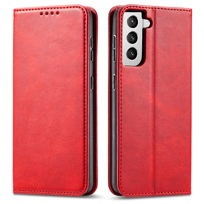 For Samsung Galaxy S21+ 5G Anti-drop Phone Case Stand Calf Texture Flip Phone Cover Card Holder