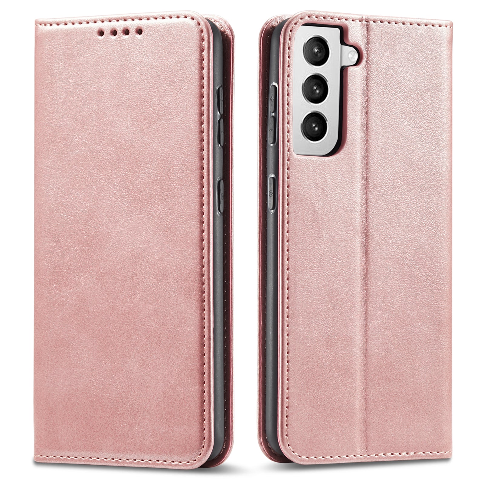 For Samsung Galaxy S21+ 5G Anti-drop Phone Case Stand Calf Texture Flip Phone Cover Card Holder