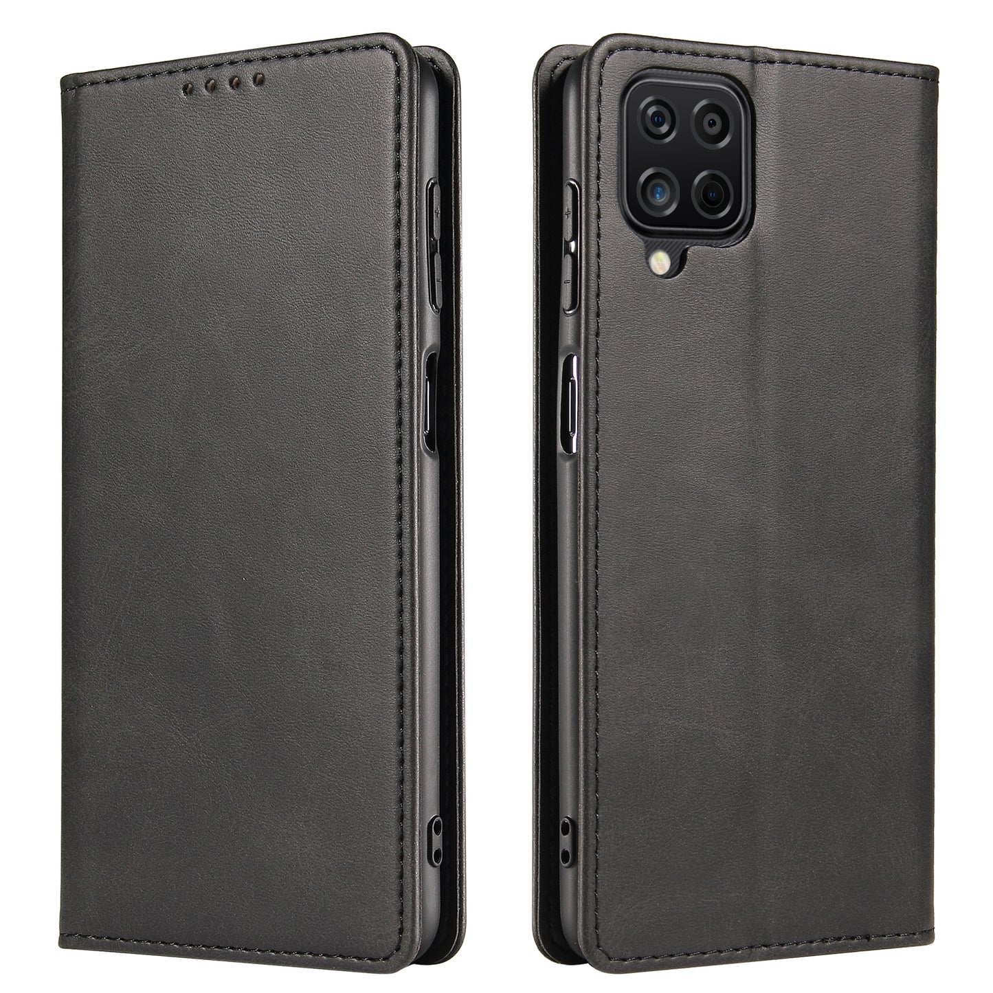 For Samsung Galaxy A12 Flip Leather Phone Wallet Case Stand Calf Texture Magnetic Protective Phone Cover