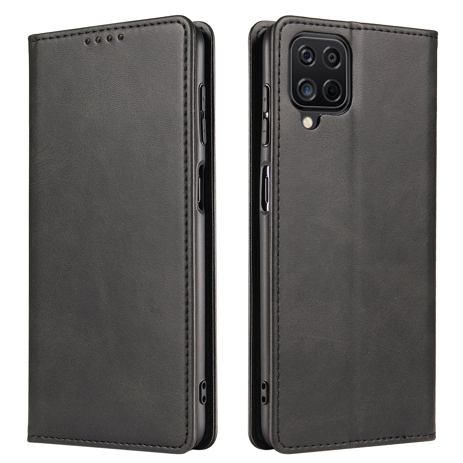 For Samsung Galaxy A12 Flip Leather Phone Wallet Case Stand Calf Texture Magnetic Protective Phone Cover