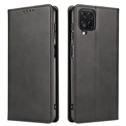 For Samsung Galaxy A12 Flip Leather Phone Wallet Case Stand Calf Texture Magnetic Protective Phone Cover