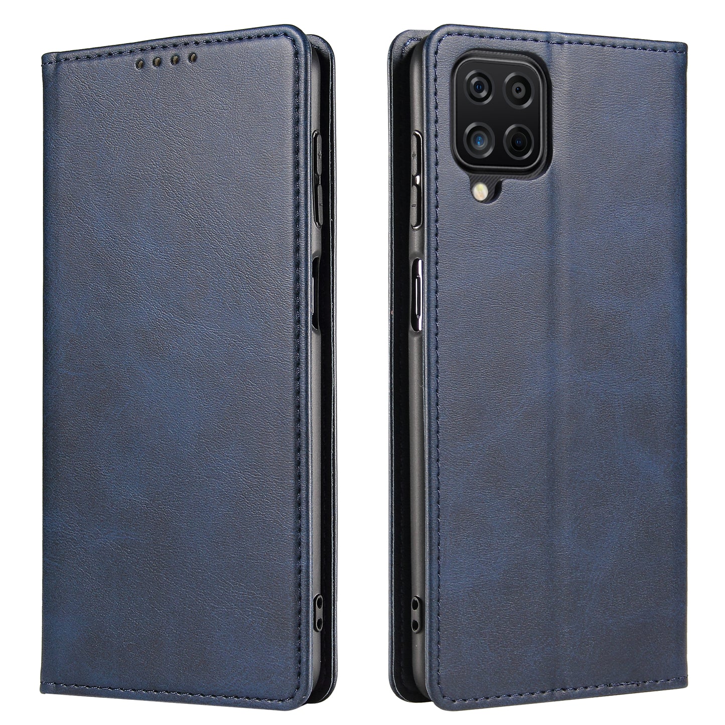 For Samsung Galaxy A12 Flip Leather Phone Wallet Case Stand Calf Texture Magnetic Protective Phone Cover