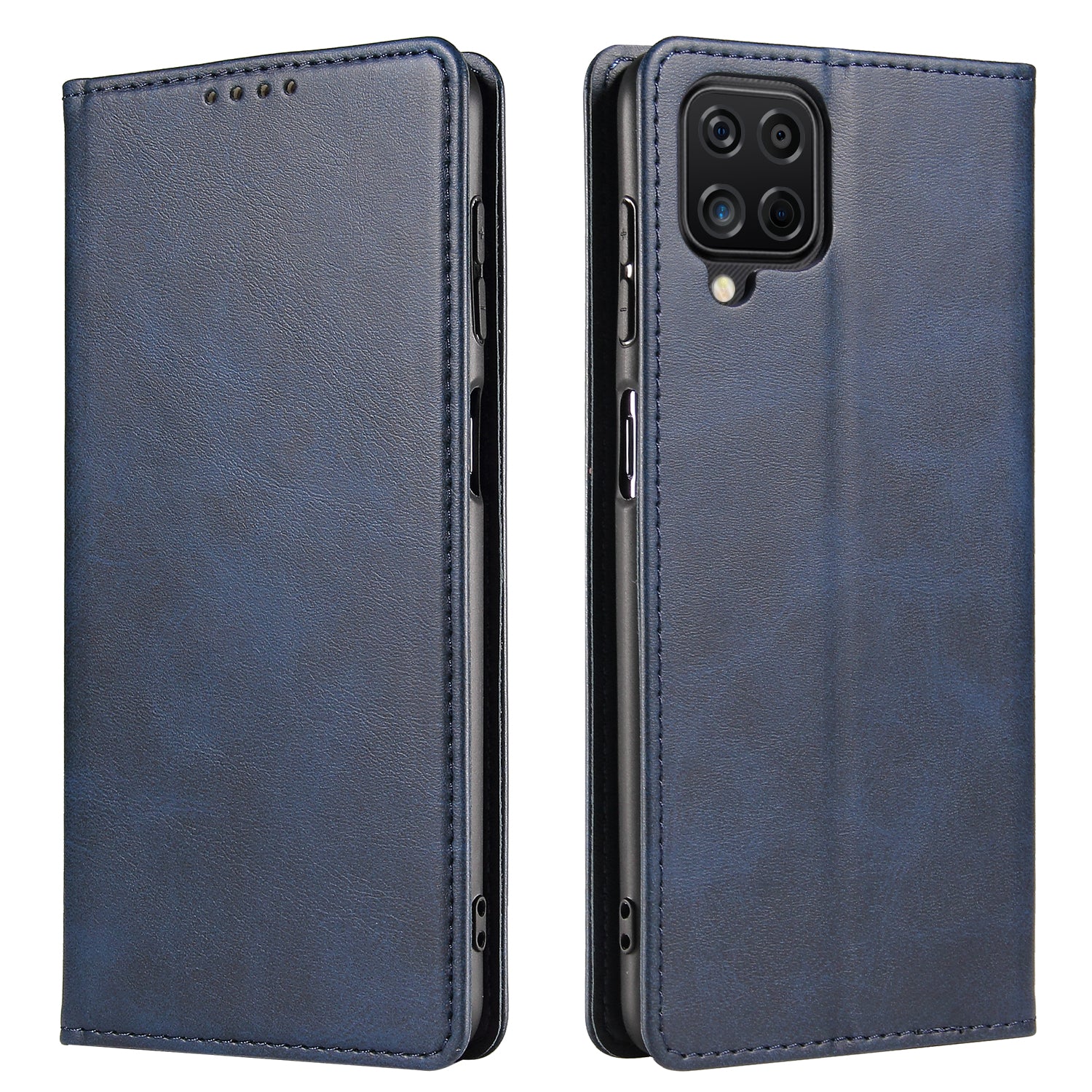For Samsung Galaxy A12 Flip Leather Phone Wallet Case Stand Calf Texture Magnetic Protective Phone Cover