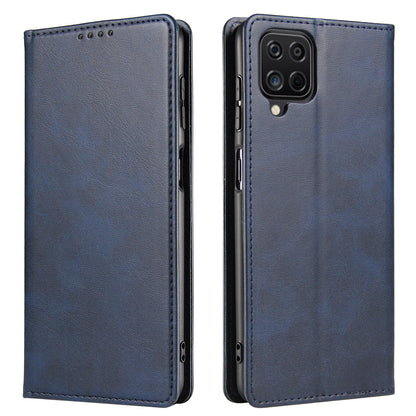 For Samsung Galaxy A12 Flip Leather Phone Wallet Case Stand Calf Texture Magnetic Protective Phone Cover