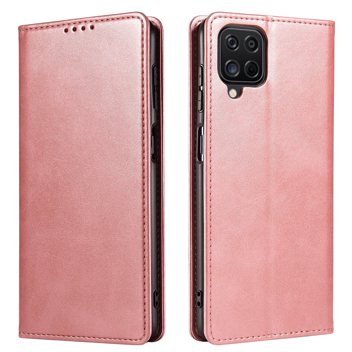 For Samsung Galaxy A12 Flip Leather Phone Wallet Case Stand Calf Texture Magnetic Protective Phone Cover
