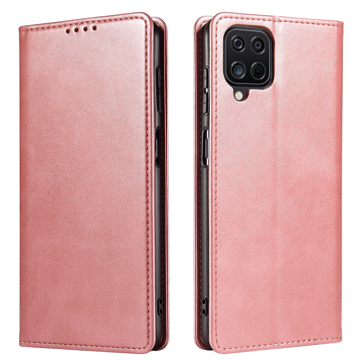 For Samsung Galaxy A12 Flip Leather Phone Wallet Case Stand Calf Texture Magnetic Protective Phone Cover