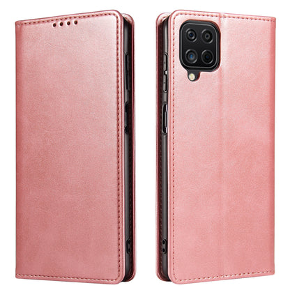 For Samsung Galaxy A12 Flip Leather Phone Wallet Case Stand Calf Texture Magnetic Protective Phone Cover