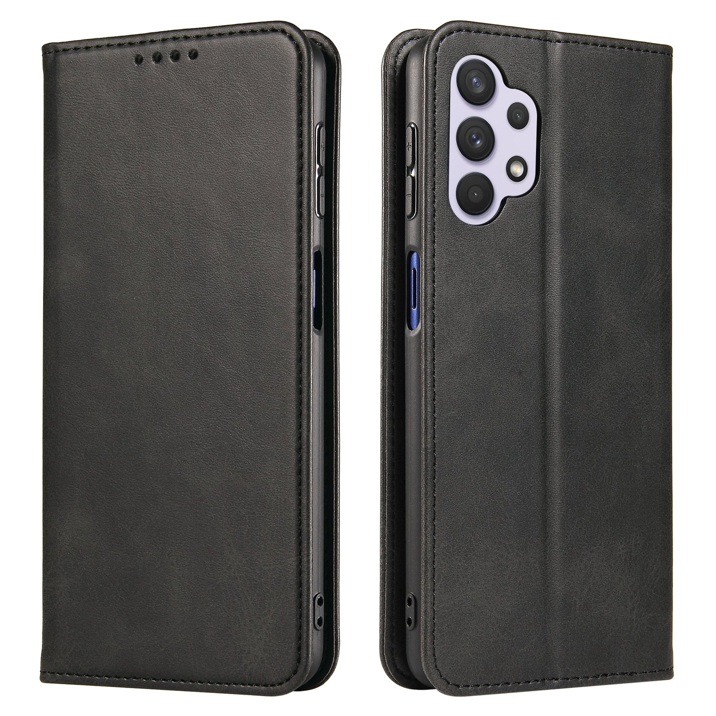 For Samsung Galaxy A32 4G (EU Version) Magnetic Leather Phone Case Stand Calf Texture Anti-scratch Phone Cover Card Holder