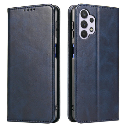 For Samsung Galaxy A32 4G (EU Version) Magnetic Leather Phone Case Stand Calf Texture Anti-scratch Phone Cover Card Holder