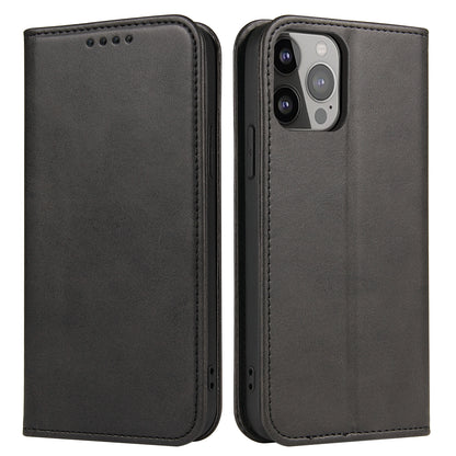 For iPhone 13 Pro 6.1 inch Cell Phone Case Wallet Magnetic Leather Stand Calf Texture Phone Cover