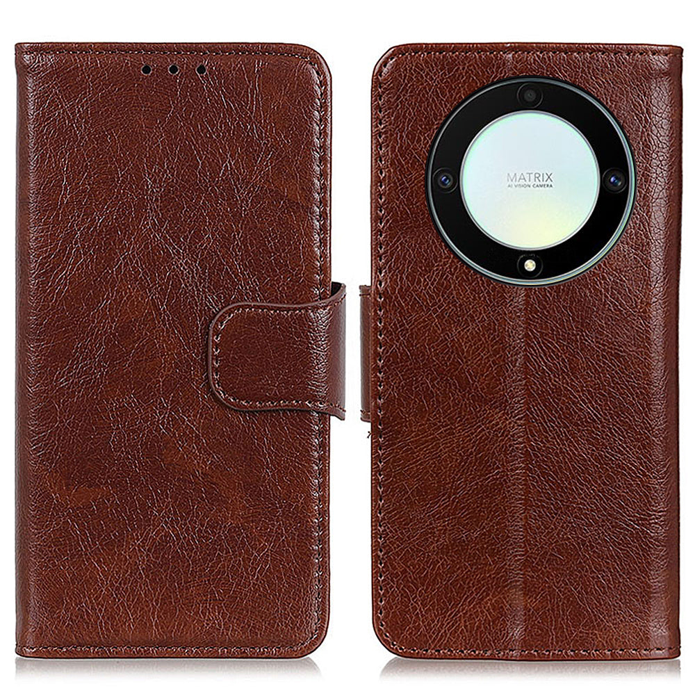 For Honor X9a 5G / X40 5G / Magic5 Lite 5G Split Leather Case Nappa Texture Stand Wallet Magnetic Clasp Phone Cover